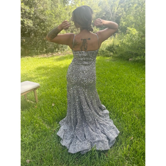 Women’s long sequin dress with corset style top - Picture 5 of 8